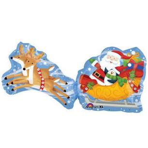 Anagram Mylar & Foil Christmas Santa & Sleigh 35″ Balloon