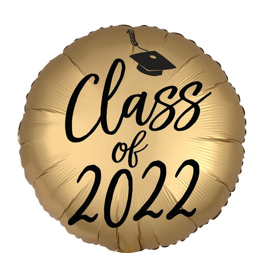 Anagram Mylar & Foil Class of 2022 Satin Gold 18″ Balloon