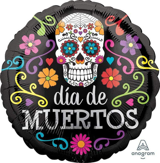 Anagram Mylar & Foil Colorful Dia De Muertos 17″ Balloon