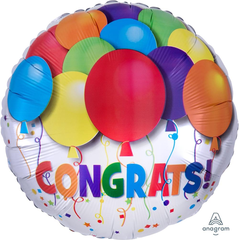 Anagram Mylar & Foil Congrats with Balloons 17″ Balloon