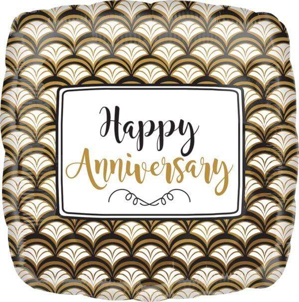 Anagram Mylar & Foil Happy Anniversary Gold Scallop 18″ Balloon