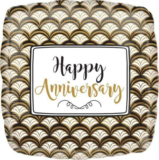 Anagram Mylar & Foil Happy Anniversary Gold Scallop 18″ Balloon