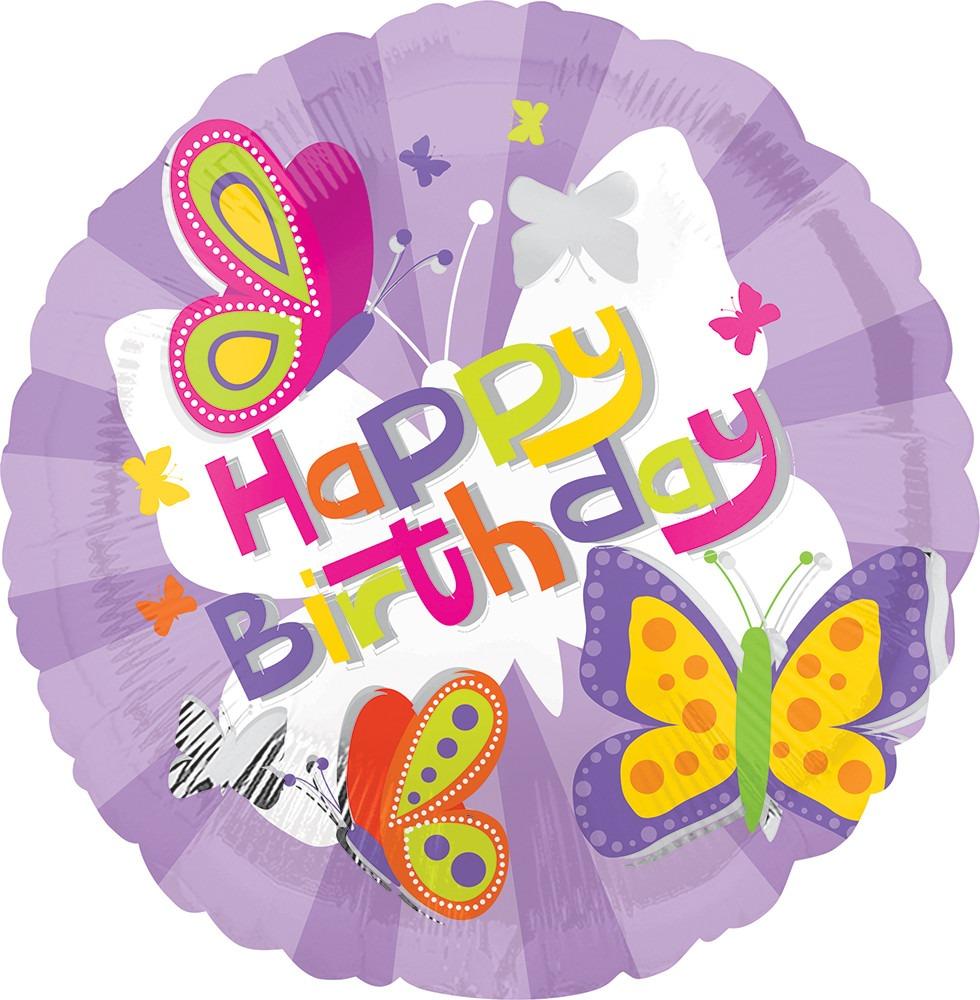 Anagram Mylar & Foil Happy Birthday Butterflies 18″ Balloon