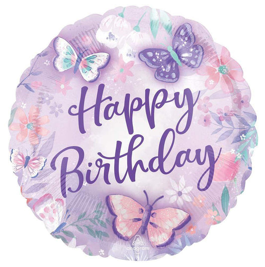Anagram Mylar & Foil Happy Birthday Butterfly Flutters 18″ Balloon