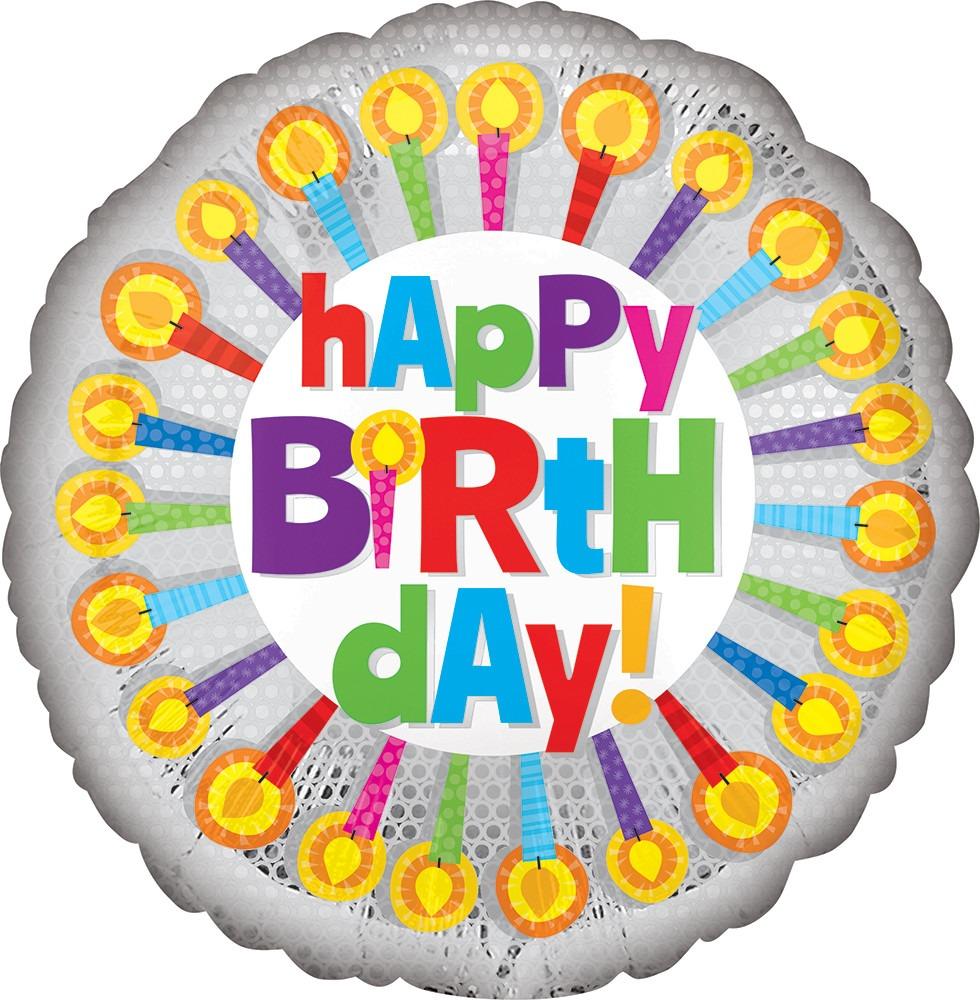 Anagram Mylar & Foil Happy Birthday Colorful Candles 18″ Balloon