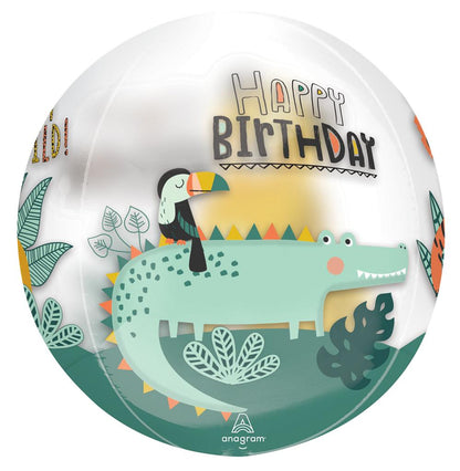 Anagram Mylar & Foil Happy Birthday Get Wild Orbz 16″ Balloon