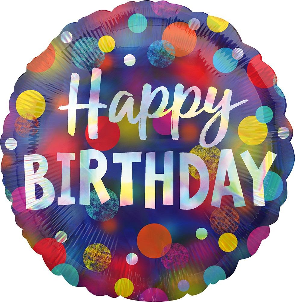Anagram Mylar & Foil Happy Birthday Iridescent Party Dots 18″ Balloon