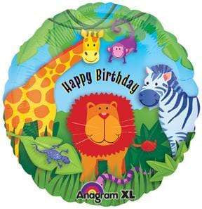 Anagram Mylar & Foil Happy Birthday Jungle Animals 18" Balloon