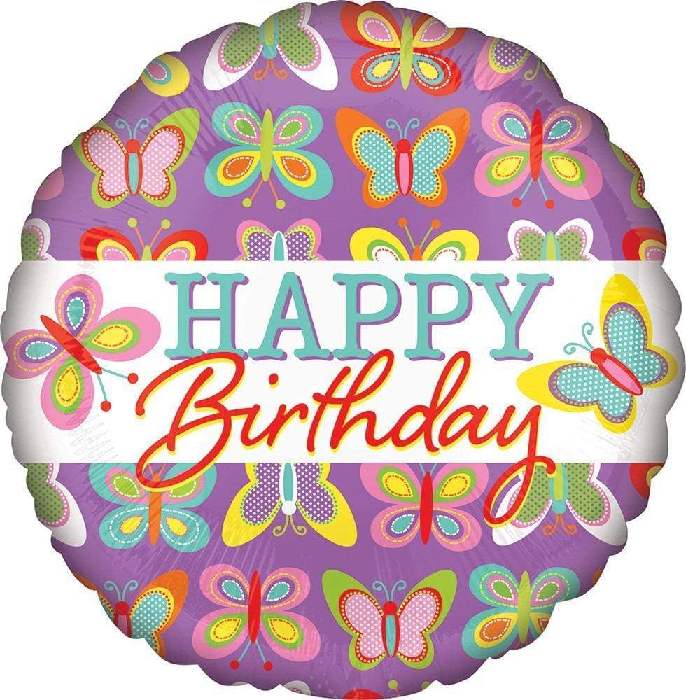 Anagram Mylar & Foil Happy Birthday Spring Butterflies 18 Balloon