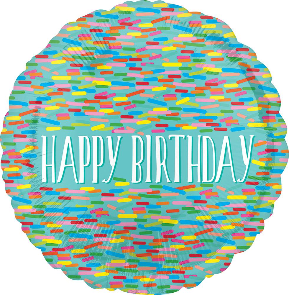 Anagram Mylar & Foil Happy Birthday Sprinkles 18″ Balloon