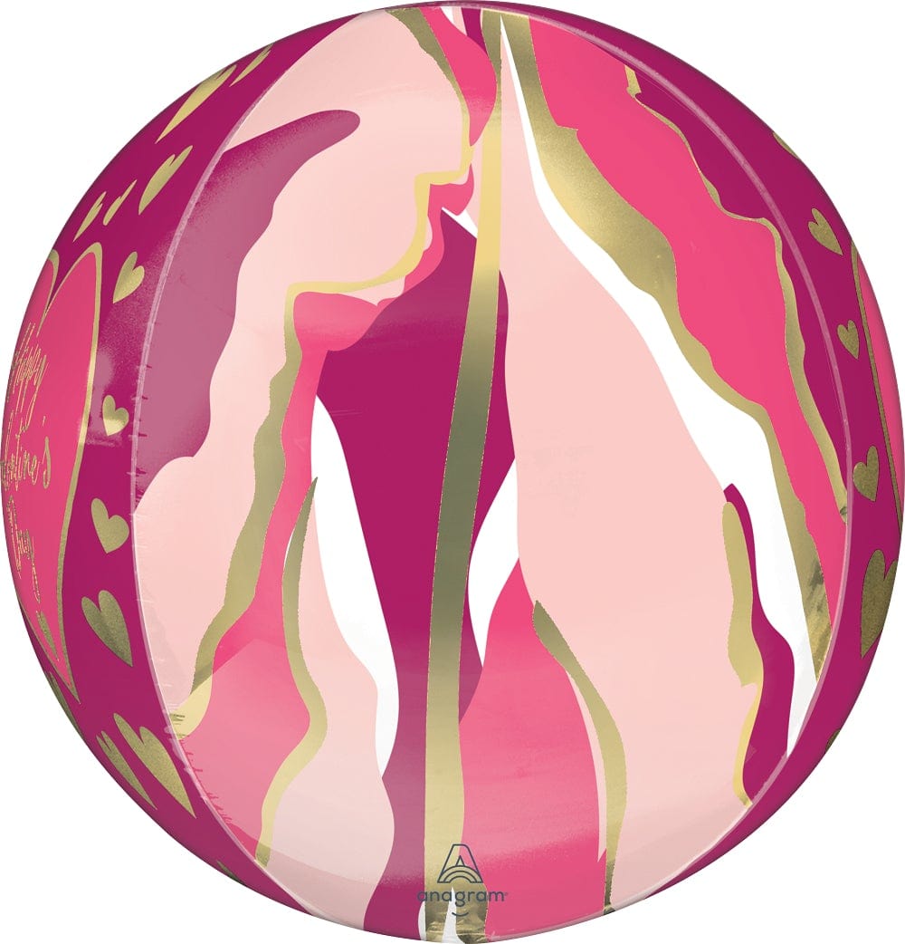 Anagram Mylar & Foil Happy Valentine's Day Abstract Marble 15″ Orbz Balloon