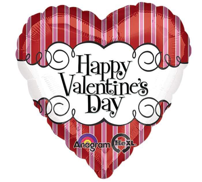 Anagram Mylar & Foil Happy Valentines Day Candy Striped 28″ Foil Balloon