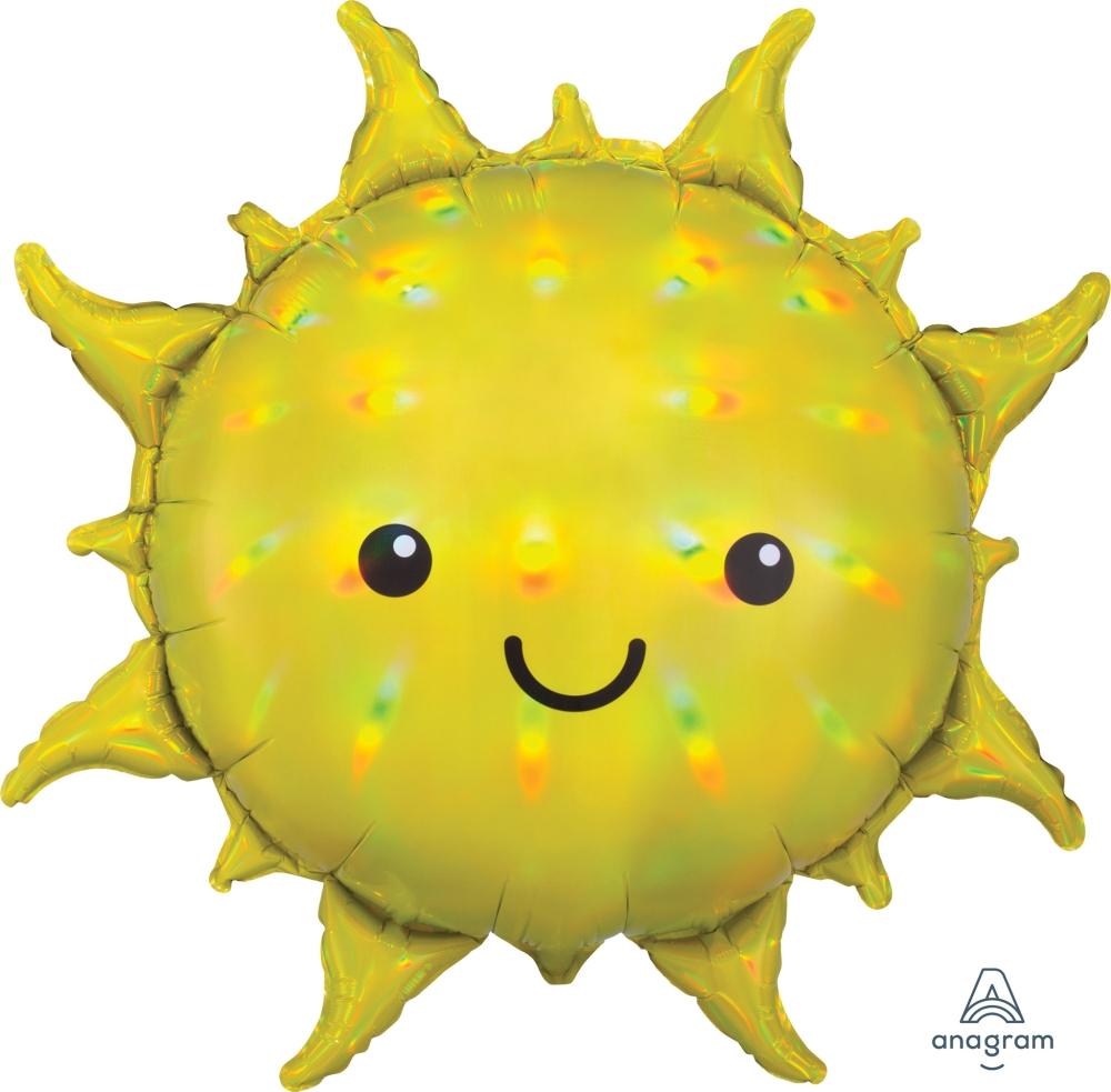 Anagram Mylar & Foil Holographic Iridescent Smiling Sun 27" Foil Balloon