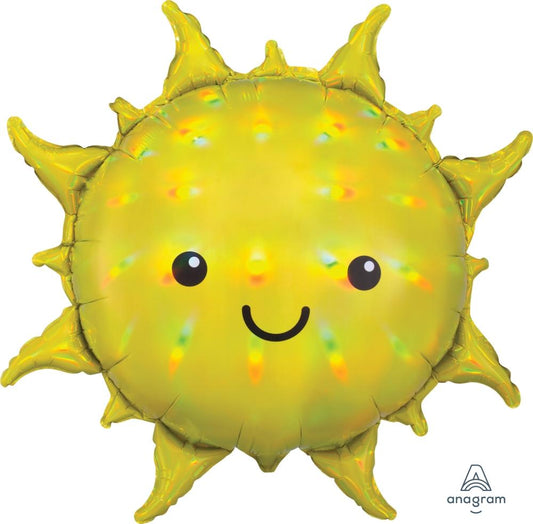 Anagram Mylar & Foil Holographic Iridescent Smiling Sun 27" Foil Balloon