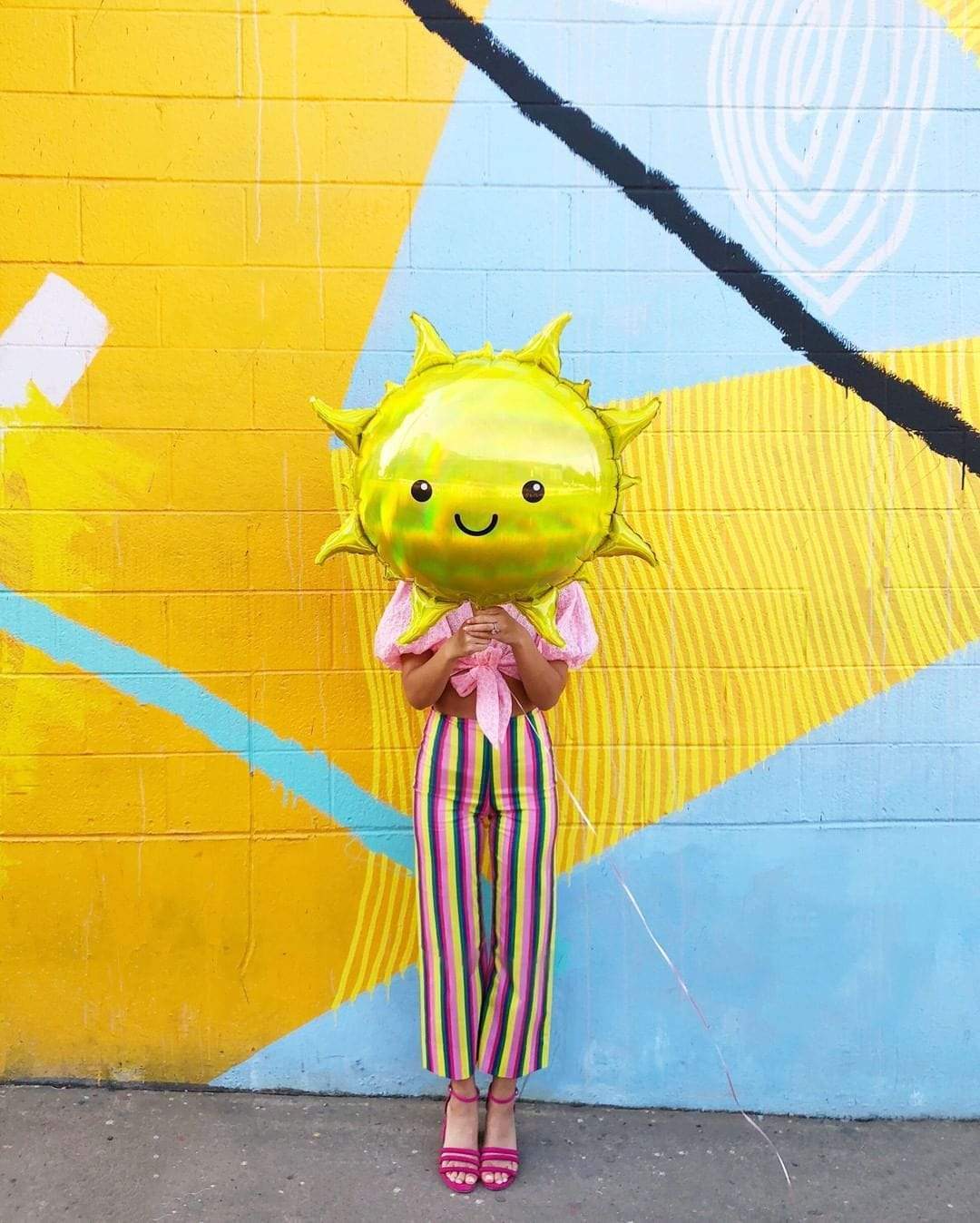 Anagram Mylar & Foil Holographic Iridescent Smiling Sun 27" Foil Balloon