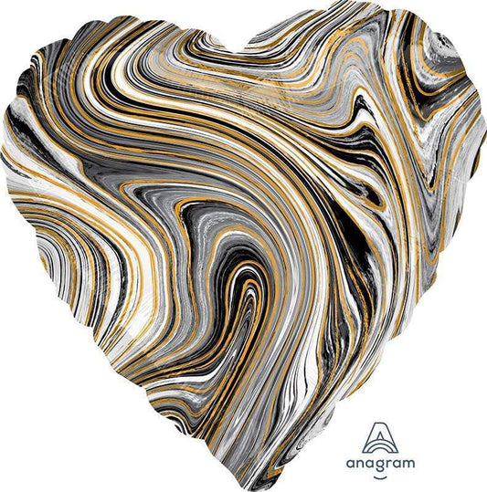 Anagram Mylar & Foil Marblez™ Black Heart 18″ Balloon