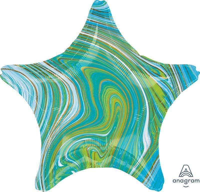 Anagram Mylar & Foil Marblez™ Blue Green Star 18″ Balloon