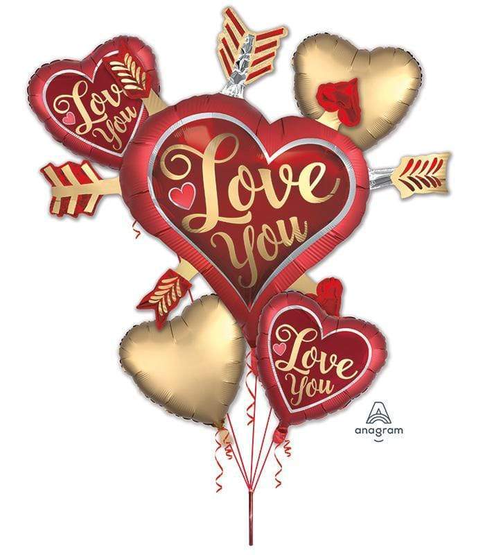 Anagram Mylar & Foil Satin Love You Arrows Balloon Bouquet