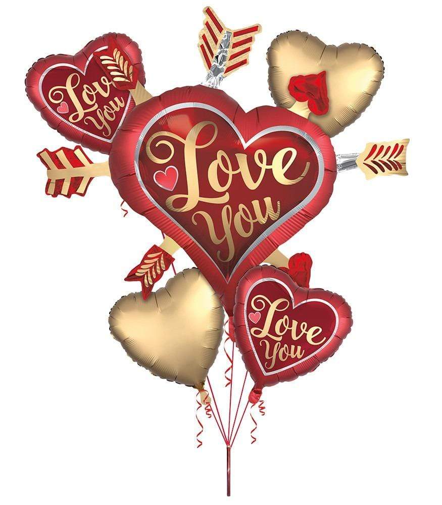 Anagram Mylar & Foil Satin Love You Arrows Balloon Bouquet