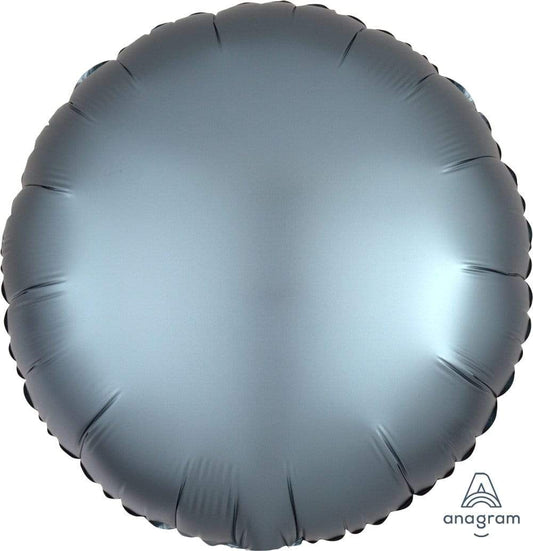 Anagram Mylar & Foil Satin Luxe™ Steel Blue Circle 18″ Balloon