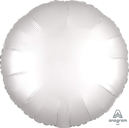 Anagram Mylar & Foil Satin Luxe™ White Satin Circle 18″ Balloon