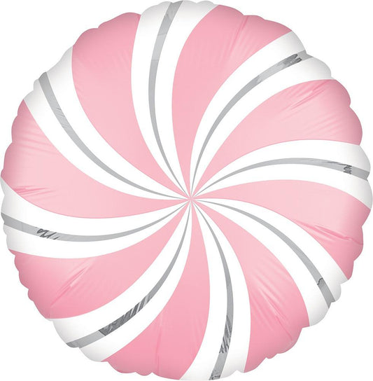 Anagram Mylar & Foil Satin Pink Candy Swirl 18″ Balloon