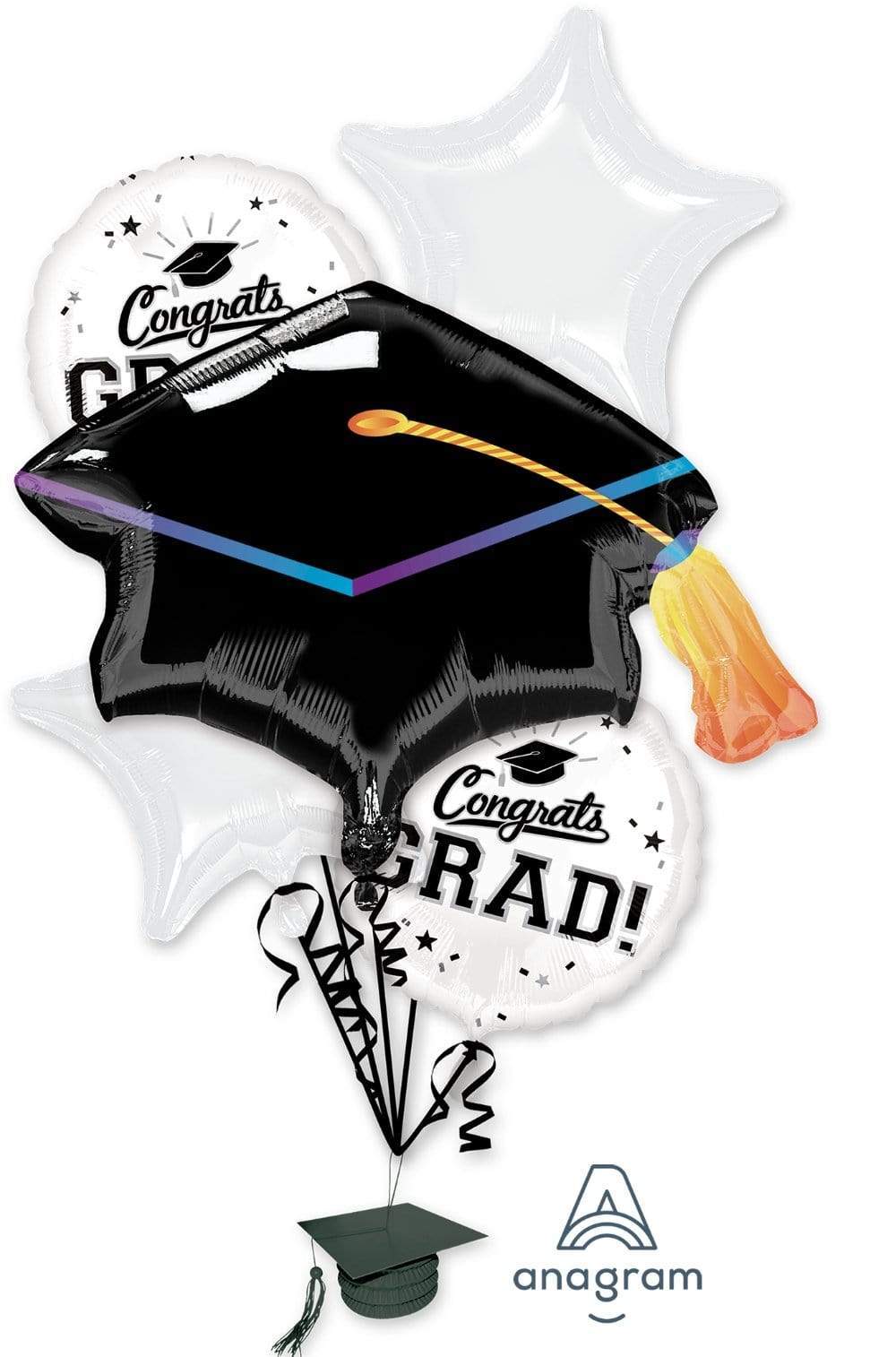 Anagram Mylar & Foil School Colors Pride - White Balloon Bouquet
