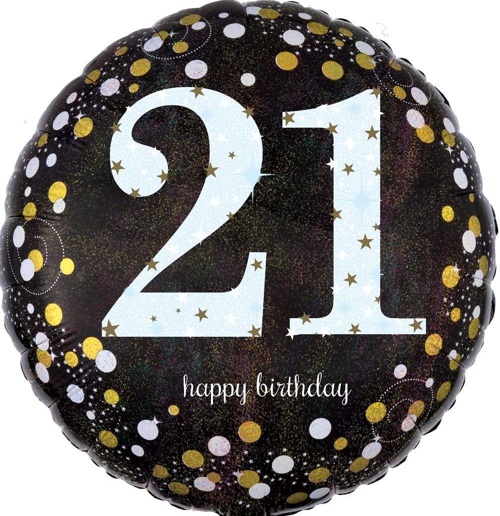 Anagram Mylar & Foil Sparkling Birthday 21 Holographic 18″ Balloon