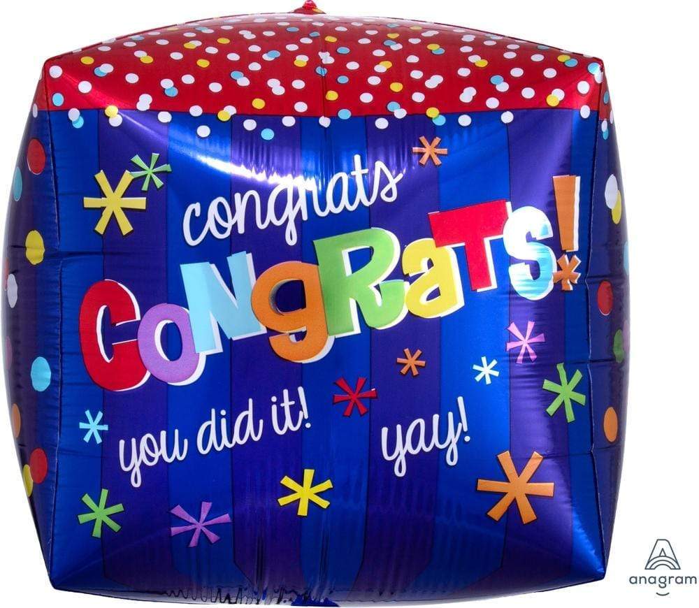 Anagram Mylar & Foil Way to Go! Congrats Cube 15" Mylar Foil Balloon