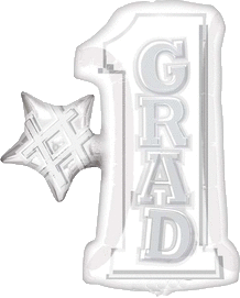 Anagram Mylar & Foil White 28" Giant Number 1 Grad Graduation Balloon