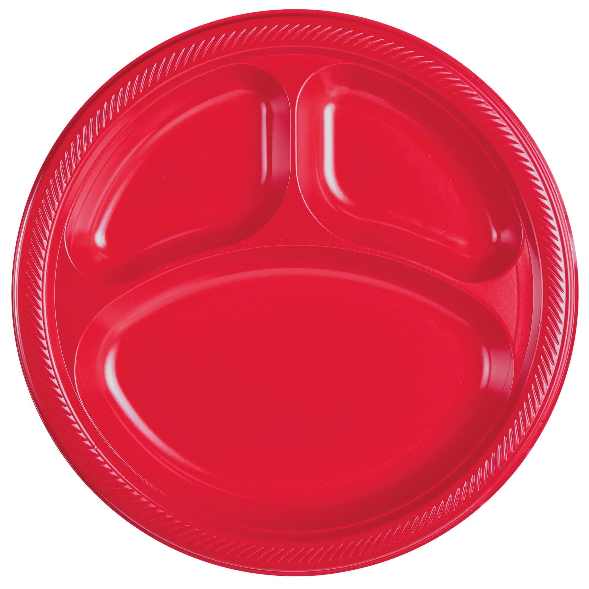 Apple Red Divided Plastic Plates 10″ by Amscan from Instaballoons