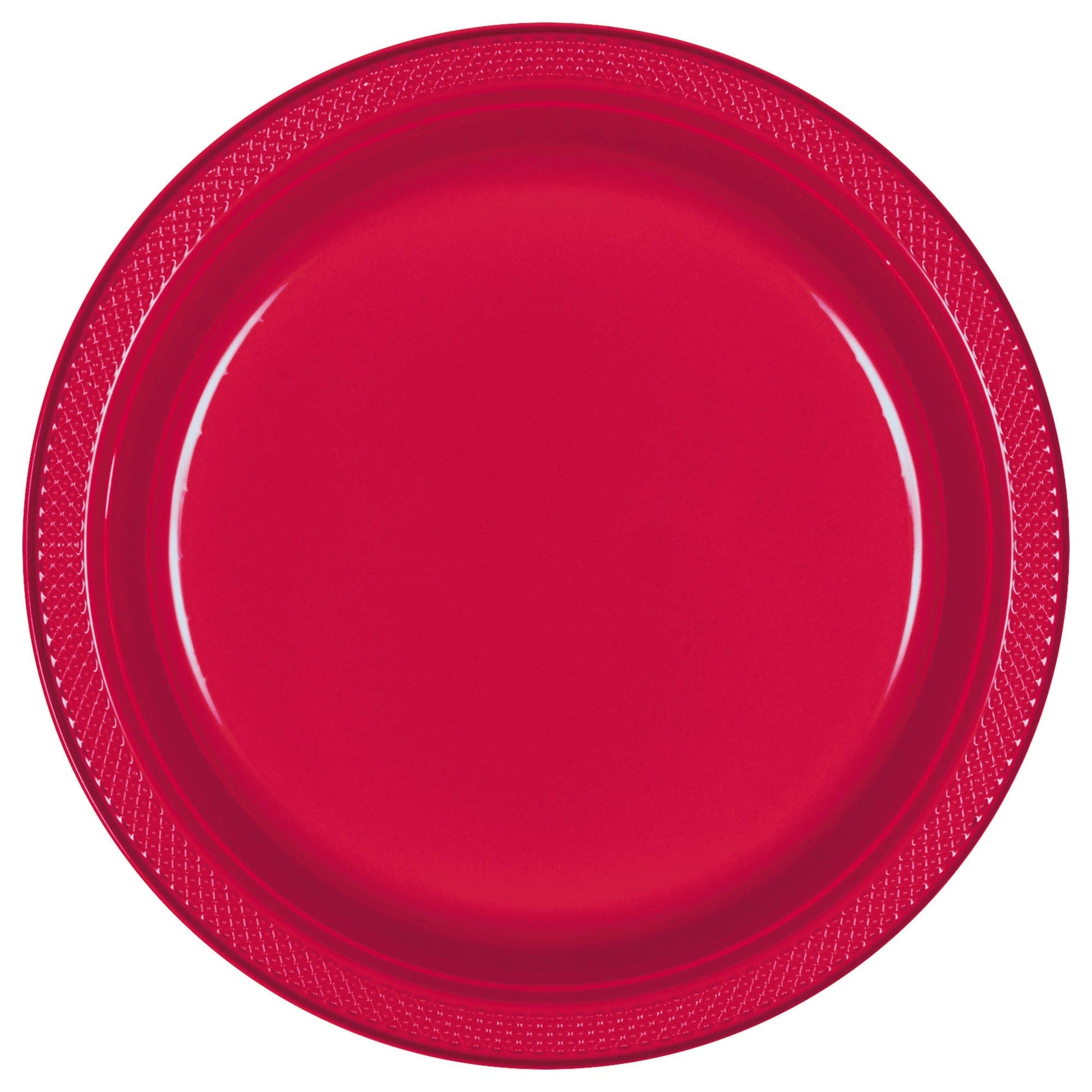 Apple Red Plastic Plates 10″ by Amscan from Instaballoons