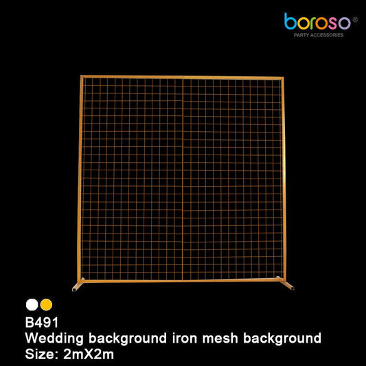 B491 Gold Squared Grid Background Frame -  Borosino