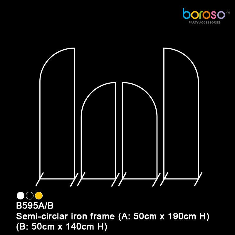B595B White Semi-Circler Iron Frame 2pc - Small - Borosino