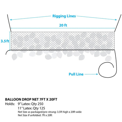 Balloon Net Pre-Strung™ (20ft x 7ft) - Silver Rainbow