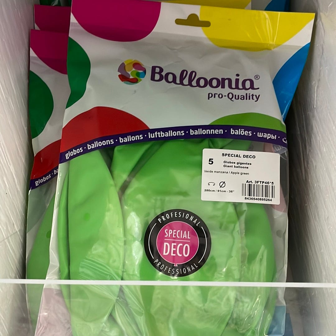 Balloonia Latex Apple Green 36″ Latex Balloons (5 count)