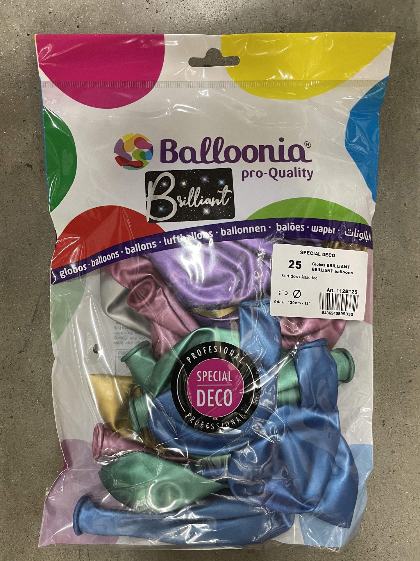 Balloonia Latex Brilliant Assortment 12″ Latex Balloons (25 count)