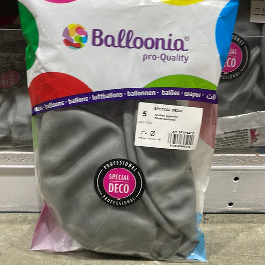 Balloonia Latex Grey 36″ Latex Balloons (5 count)