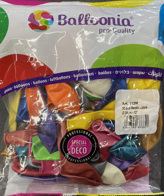 Balloonia Latex Metallic Colors Assorted 12″ Latex Balloons (50 count)