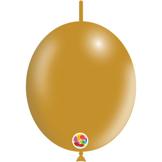 Balloonia Latex Metallic Gold Deco-Link 12″ Latex Balloons (100 count)