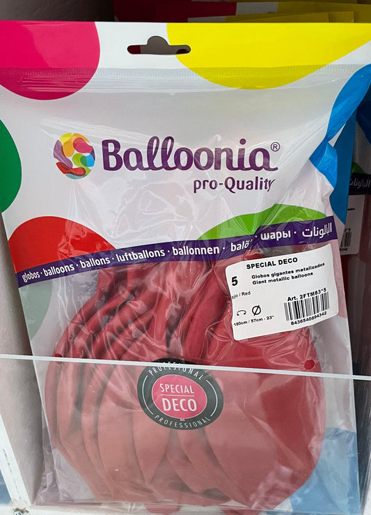 Balloonia Latex Metallic Red 23″ Latex Balloons (5 count)