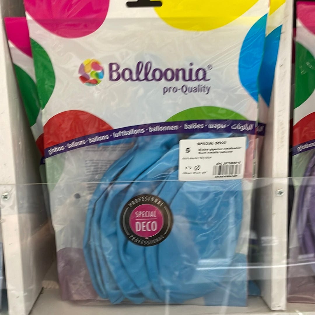 Balloonia Latex Metallic Sky Blue 23″ Latex Balloons (5 count)