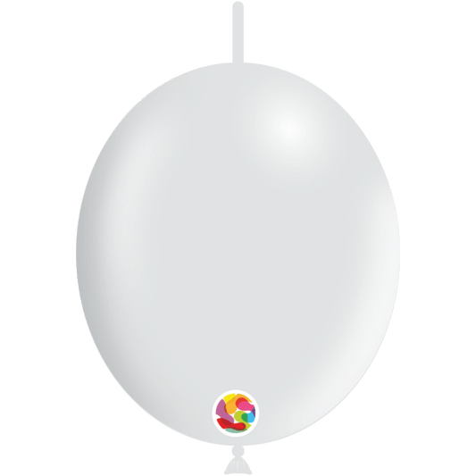 Balloonia Latex Metallic White Deco-Link 12″ Latex Balloons (100 count)