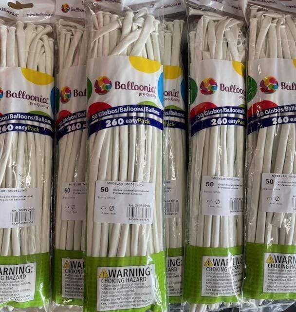Balloonia Latex White 260 Latex Balloons (50 count)