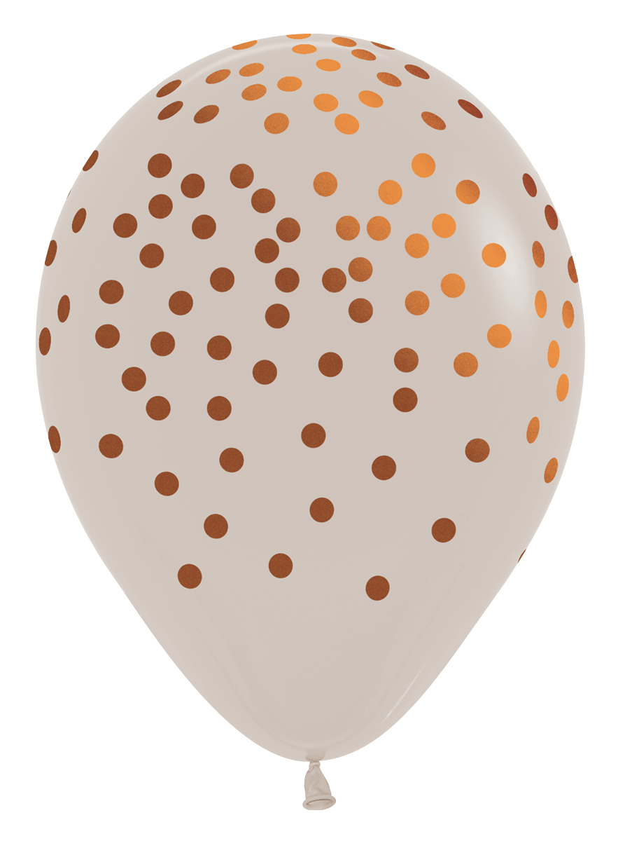 Betallic Latex Deluxe White Sand w/ Copper Confetti Print 11″ Latex Balloons (50 count)