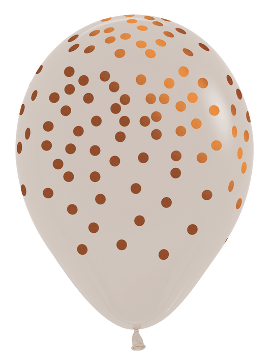 Betallic Latex Deluxe White Sand w/ Copper Confetti Print 11″ Latex Balloons (50 count)