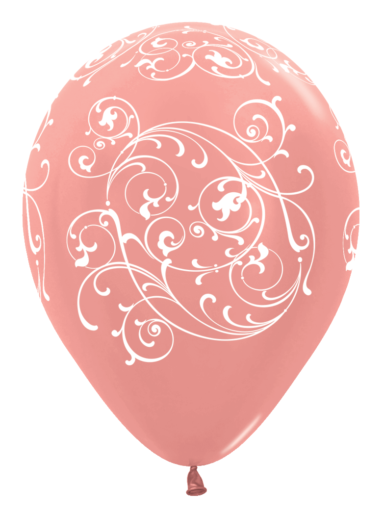 Betallic Latex Metallic Rose Gold Filigree 5″ Latex Balloons (100 count)
