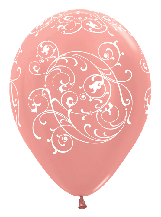 Betallic Latex Metallic Rose Gold Filigree 5″ Latex Balloons (100 count)