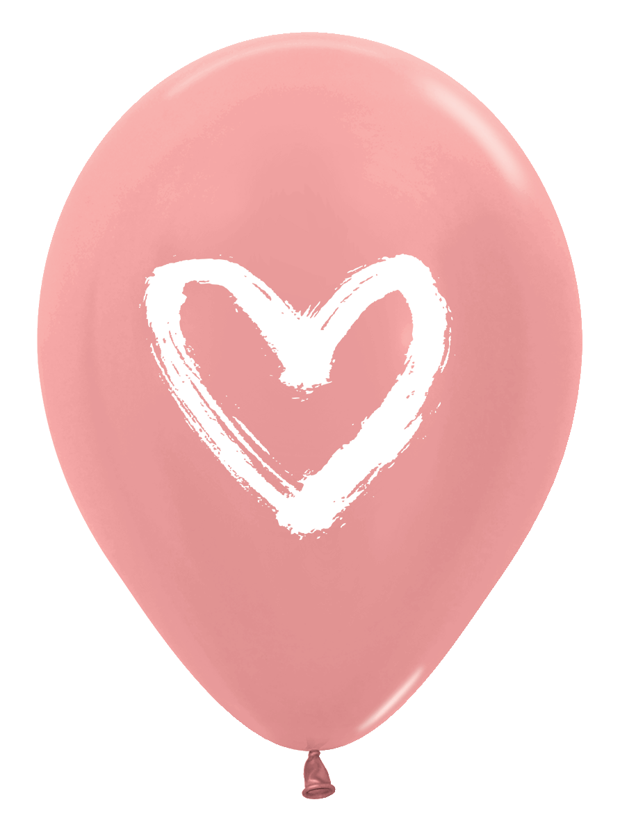 Betallic Latex Painted Heart on Rose Gold 11″ Latex Balloons (50 count)