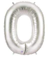 Betallic Mylar & Foil 0 Silver 40" Giant Balloon Letters and Numbers